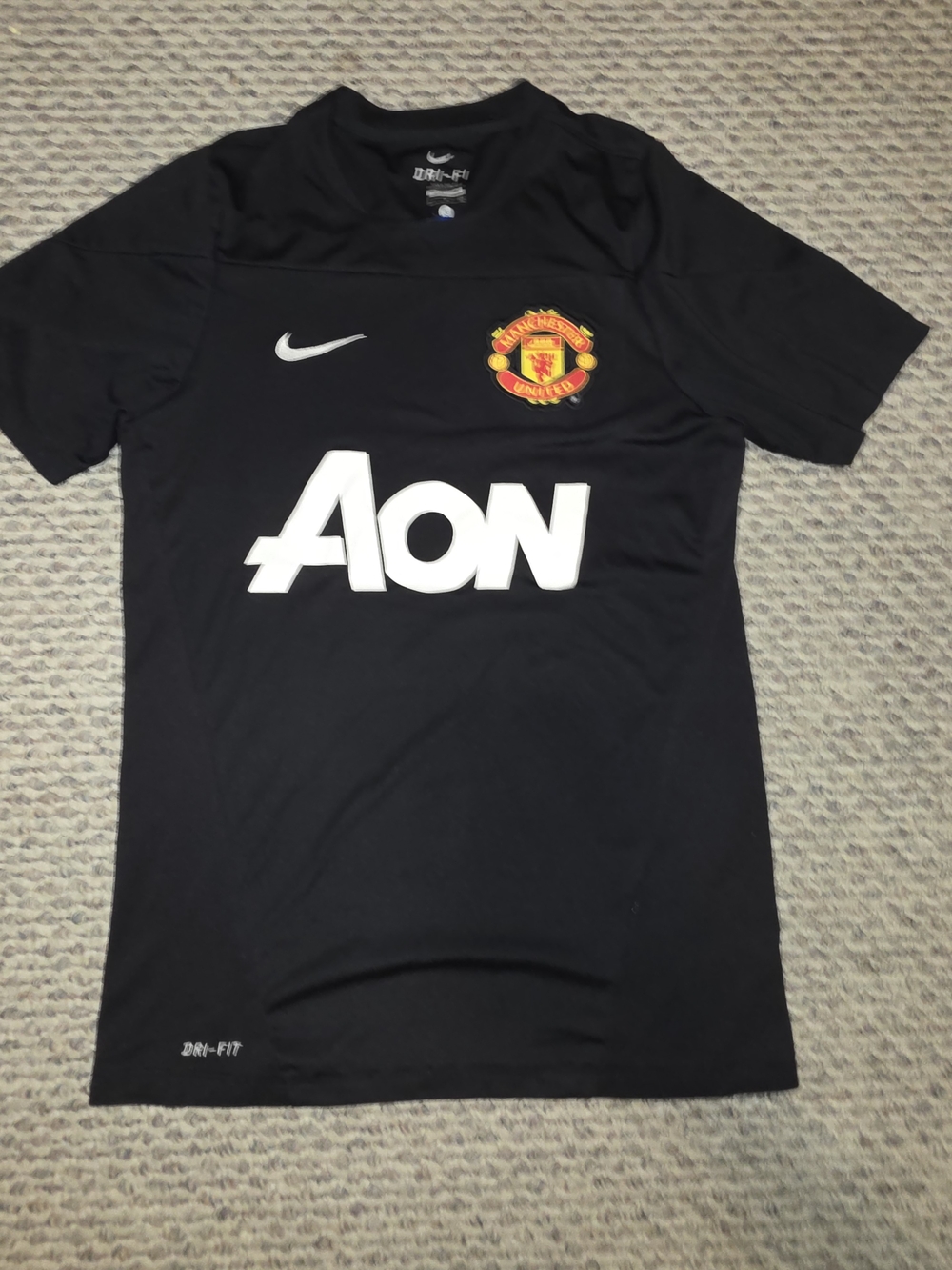 Nike Manchester United Black AON Logo Men's Football Shirt